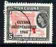 Guyana 1966 Map of Carbbean 5c with Independence opt (De La Rue opt on Block CA wmk) fine used, SG 388, stamps on , stamps on  stamps on maps