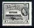Guyana 1966 GPO Georgetown 1c with Independence opt (DLR opt on Block CA wmk) unmounted mint, SG 385*, stamps on postal, stamps on post office
