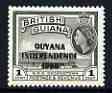 Guyana 1966 GPO Georgetown 1c with Independence opt (Local opt on Script CA wmk) unmounted mint, SG 420