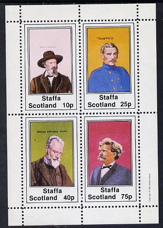 Staffa 1981 Writers (Tennyson, Shaw, Tolstoi & Mark Twain) perf set of 4 values (10p to 75p) unmounted mint, stamps on , stamps on  stamps on literature    personalities       books