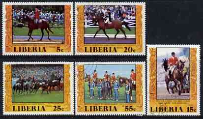 Liberia 1976 Montreal Olympics - Equestrian Gold Medal Winners perf set of 5 fine cds used, SG 1314-18, stamps on horses, stamps on olympics