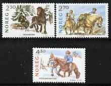 Norway 1987 Native Ponies perf set of 3 unmounted mint, SG 1015-17, stamps on horses, stamps on 