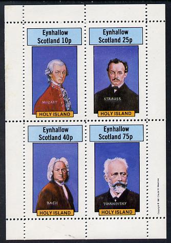 Eynhallow 1981 Composers (Mozart, Strauss, Bach & Tchaikovski) perf set of 4 values unmounted mint, stamps on music, stamps on personalities, stamps on composers, stamps on masonics, stamps on  law , stamps on opera, stamps on personalities, stamps on mozart, stamps on music, stamps on composers, stamps on masonics, stamps on masonry, stamps on bach