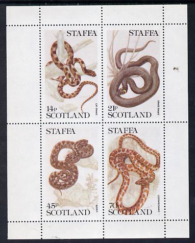 Staffa 1979 Snakes perf set of 4 values (14p to 70p) unmounted mint, stamps on , stamps on  stamps on animals   reptiles     snakes, stamps on  stamps on snake, stamps on  stamps on snakes, stamps on  stamps on 