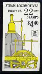 United States 1987 Steam Railway Locomotives $4.40 booklet complete and pristine, SG SB 126, stamps on railways