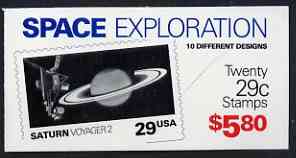 United States 1991 Space Exploration $5.80 booklet complete and pristine, SG SB 159, stamps on , stamps on  stamps on space, stamps on  stamps on planets