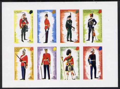 Eynhallow 1974 Churchill Birth Centenary (Military Uniforms) imperf set of 8 values (0.5p to 30p) unmounted mint, stamps on , stamps on  stamps on churchill  militaria  personalities, stamps on  stamps on uniforms