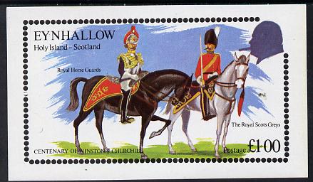 Eynhallow 1974 Churchill Birth Centenary (Military Uniforms) imperf deluxe sheet (£1 value) unmounted mint, stamps on churchill  militaria  personalities, stamps on uniforms