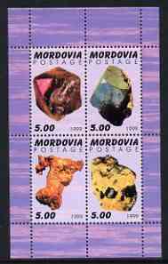 Mordovia Republic 1999 Minerals #1 perf sheetlet containing set of 4 values unmounted mint, stamps on , stamps on  stamps on minerals