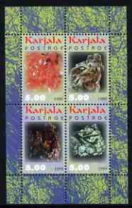 Karjala Republic 1999 Minerals #1 perf sheetlet containing set of 4 values unmounted mint, stamps on , stamps on  stamps on minerals