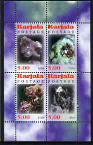 Karjala Republic 1999 Minerals #2 perf sheetlet containing set of 4 values unmounted mint, stamps on , stamps on  stamps on minerals