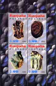 Karjala Republic 1999 Minerals #3 perf sheetlet containing set of 4 values unmounted mint, stamps on , stamps on  stamps on minerals