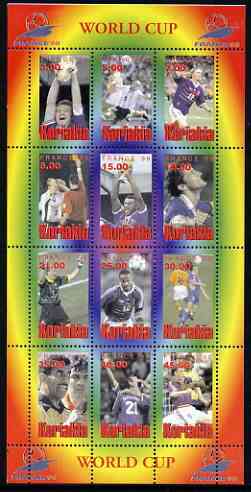 Koriakia Republic 1998 Football World Cup perf sheetlet containing complete set of 12 values unmounted mint, stamps on , stamps on  stamps on football, stamps on  stamps on sport