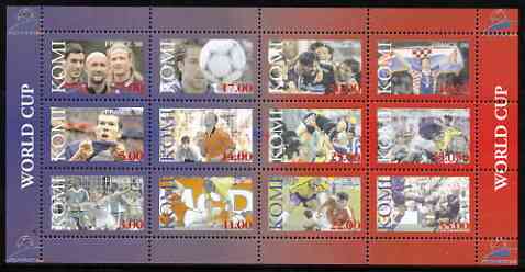 Komi Republic 1998 Football World Cup perf sheetlet containing complete set of 12 values unmounted mint, stamps on , stamps on  stamps on football, stamps on  stamps on sport