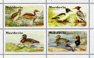 Mordovia Republic 1998 Ducks perf sheetlet containing set of 4 values unmounted mint, stamps on birds, stamps on ducks