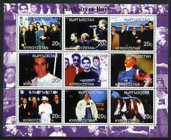 Kyrgyzstan 2000 Back Street Boys perf sheetlet containing 9 values unmounted mint, stamps on personalities, stamps on music, stamps on pops