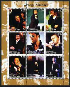 Tadjikistan 2000 George Michael perf sheetlet containing 9 values unmounted mint, stamps on , stamps on  stamps on personalities, stamps on  stamps on music, stamps on  stamps on pops