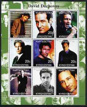 Kyrgyzstan 2000 David Duchovny perf sheetlet containing 9 values unmounted mint, stamps on films, stamps on cinema, stamps on personalities, stamps on entertainments, stamps on 