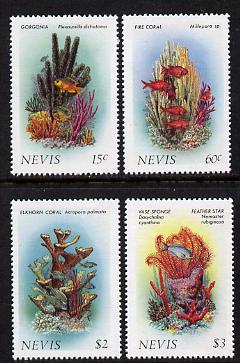 Nevis 1986 Corals (2nd series) set of 4 unmounted mint SG 423-6, stamps on , stamps on  stamps on coral, stamps on marine life, stamps on fish