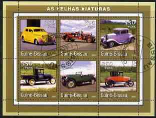 Guinea - Bissau 2001 Classic Cars perf sheetlet containing 6 values cto used, stamps on , stamps on  stamps on cars