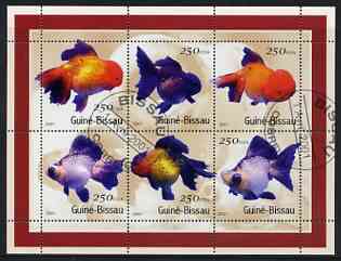 Guinea - Bissau 2001 Ornamental Fish perf sheetlet containing 6 values cto used, stamps on , stamps on  stamps on fish