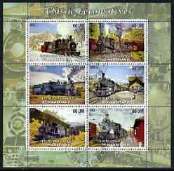 Mauritania 2003 Classic Locomotives perf sheetlet containing 6 values cto used, stamps on , stamps on  stamps on railways