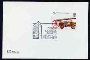 Postmark - Great Britain 1974 card bearing illustrated cancellation for Design Council Awards (showing modern building), stamps on buildings, stamps on architecture