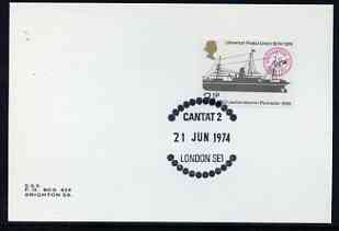 Postmark - Great Britain 1974 card bearing illustrated cancellation for Cantat 2 (Telephone Cable), stamps on telephones, stamps on communications
