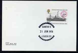 Postmark - Great Britain 1974 card bearing illustrated cancellation for Cantat 2 (Telephone Cable), stamps on , stamps on  stamps on telephones, stamps on  stamps on communications