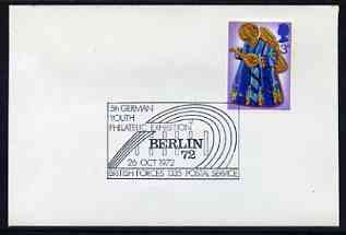 Postmark - Great Britain 1972 cover bearing illustrated cancellation for 5th German Youth Philatelic Exhibition, Berlin (BFPS), stamps on , stamps on  stamps on stamp exhibitions