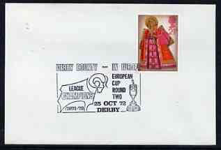 Postmark - Great Britain 1972 cover bearing illustrated cancellation for Derby County in Europe (European Cup Round 2)