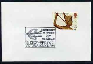 Postmark - Great Britain 1972 cover bearing special cancellation for Night Ferry 25th Anniversary, stamps on , stamps on  stamps on ships, stamps on  stamps on ferries