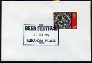 Postmark - Great Britain 1972 cover bearing special cancellation for the Beer Festival, Alexandra Palace, stamps on beer, stamps on alcohol, stamps on drink
