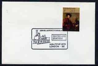 Postmark - Great Britain 1973 cover bearing illustrated cancellation for 125th Anniversary of Waterloo Station, stamps on railways, stamps on 