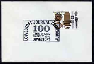 Postmark - Great Britain 1973 cover bearing special slogan cancellation for Lowestoft Journal Centenary, stamps on , stamps on  stamps on newspapers