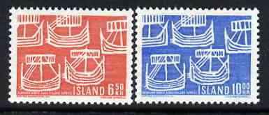 Iceland 1969 50th Anniversary of Northern Countries' Union perf set of 2 unmounted mint, SG 457-58*, stamps on , stamps on  stamps on ships, stamps on  stamps on vikings, stamps on  stamps on slania