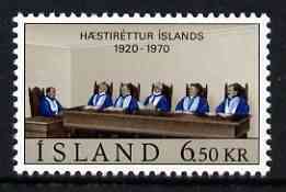 Iceland 1970 50th Anniversary of Icelandic Supreme Court 6k50 unmounted mint, SG 469*, stamps on , stamps on  stamps on courts, stamps on  stamps on judicial, stamps on  stamps on legal, stamps on  stamps on  law , stamps on  stamps on 