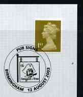 Postmark - Great Britain 2003 cover for Pubs Signs with illustrated 