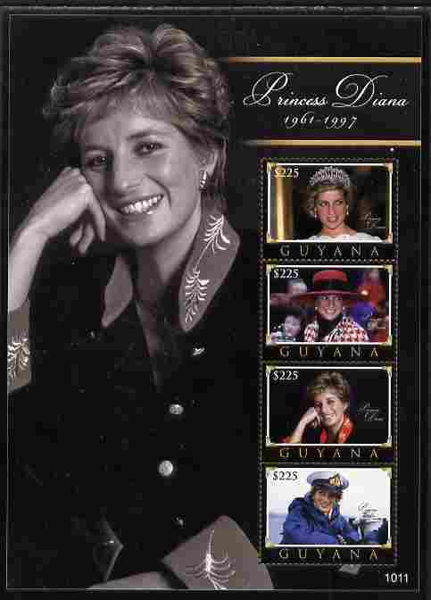 Guyana 2010 Princess Diana #2 perf sheetlet containing 4 values unmounted mint, stamps on , stamps on  stamps on personalities, stamps on  stamps on diana, stamps on  stamps on royalty, stamps on  stamps on women