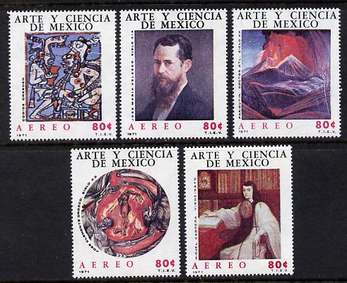 Mexico 1971 Arts & Sciences #1 (Paintings) set of 5 unmounted mint (SG 1219-23), stamps on arts, stamps on clocks