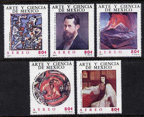 Mexico 1971 Arts & Sciences #1 (Paintings) set of 5 unmounted mint (SG 1219-23), stamps on , stamps on  stamps on arts, stamps on clocks