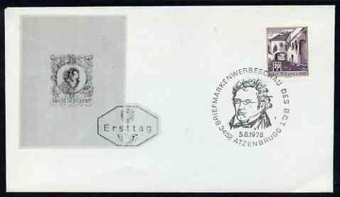 Postmark - Austria 1978 illustrated cover for Franz Shubert with special 'portrait' cancellation, stamps on , stamps on  stamps on music, stamps on  stamps on composers, stamps on  stamps on shubert