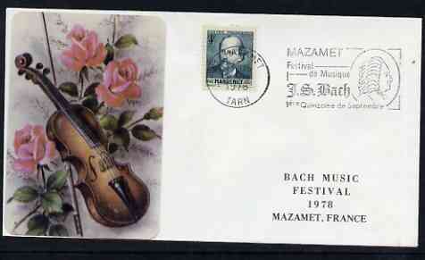 Postmark - France 1978 illustrated cover bearing Massenet stamp with special Bach Festival cancel , stamps on music, stamps on composers, stamps on massenet, stamps on opera, stamps on bach