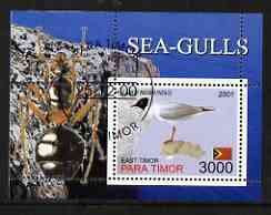 Timor (East) 2001 Sea Gulls (Insect in margin) perf m/sheet cto used, stamps on , stamps on  stamps on birds, stamps on  stamps on gulls, stamps on  stamps on insects