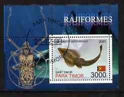 Timor (East) 2001 Fish #3 (Ray with Insect in margin) perf m/sheet cto used, stamps on , stamps on  stamps on fish, stamps on  stamps on insects