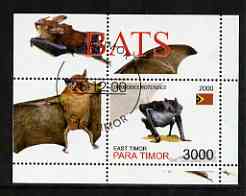 Timor (East) 2001 Bats perf m/sheet cto used, stamps on animals, stamps on bats, stamps on mammals