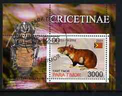Timor (East) 2001 Hamsters (Beetle in margin) perf m/sheet cto used, stamps on animals, stamps on rodents, stamps on insects, stamps on beetles
