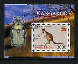 Timor (East) 2001 Kangaroo (Beetle in margin) perf m/sheet cto used, stamps on , stamps on  stamps on animals, stamps on  stamps on kangaroos, stamps on  stamps on insects, stamps on  stamps on beetles