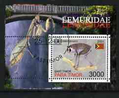 Timor (East) 2001 Lemur (Insect in margin) perf m/sheet cto used, stamps on , stamps on  stamps on animals, stamps on  stamps on lemurs, stamps on  stamps on apes, stamps on  stamps on insects, stamps on  stamps on 