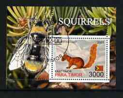 Timor (East) 2001 Squirrel (Bee in margin) perf m/sheet cto used, stamps on animals, stamps on squirrels, stamps on insects, stamps on bees